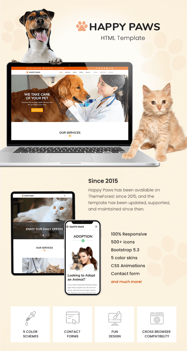 Happy Paws - Pet Responsive One Page HTML - 1